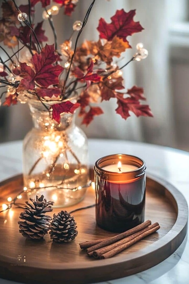 30 Dreamy Fall Tray Decorating Ideas to Try This Season 12 Cinnamon Stick Bundle Tray