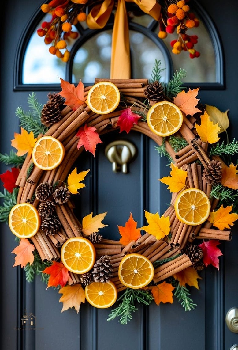 20 Dreamy Fall Wreaths For Front Door to Try This Season 10 Cinnamon Stick Bundle Wreath