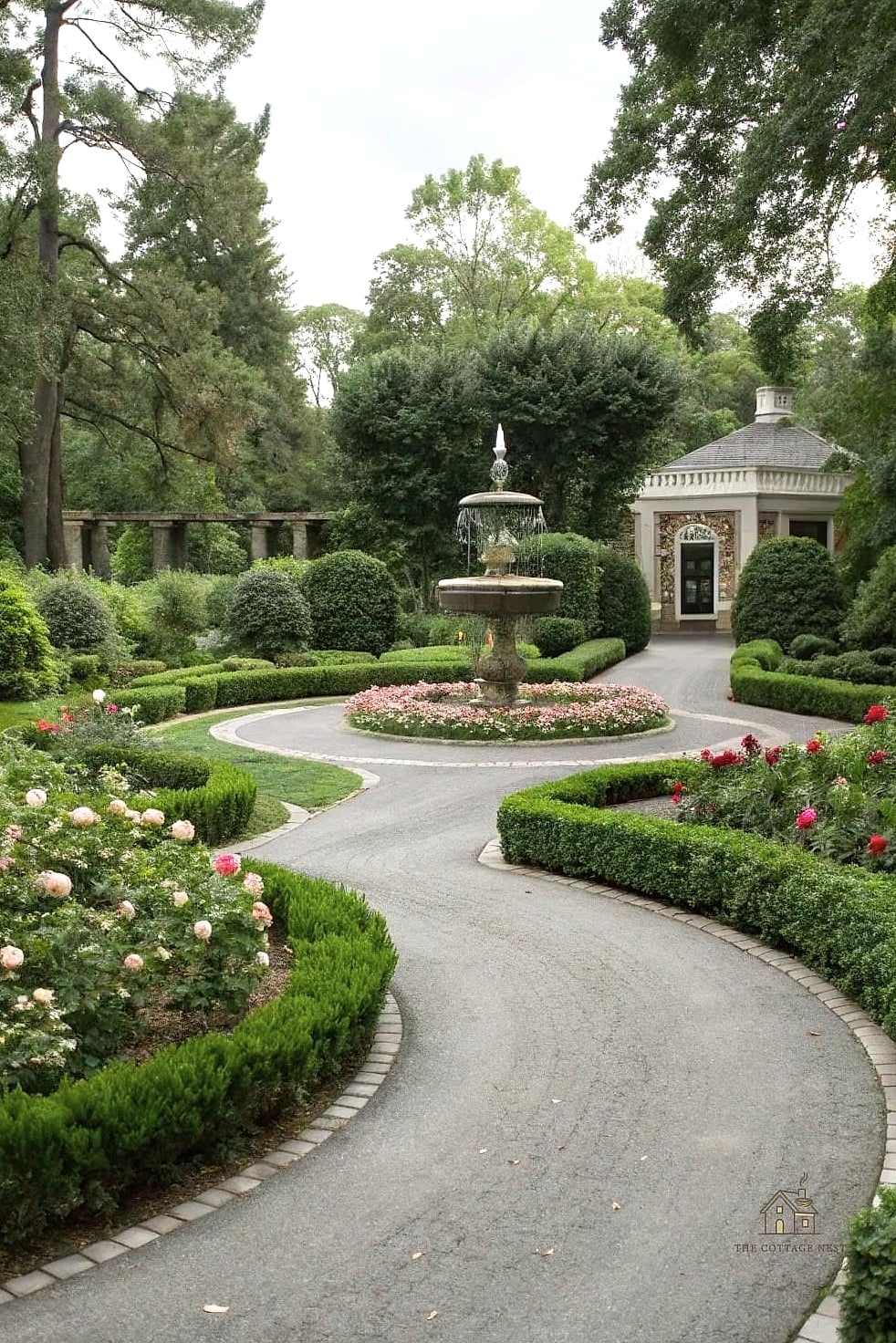 A Circular Driveway with Center Island