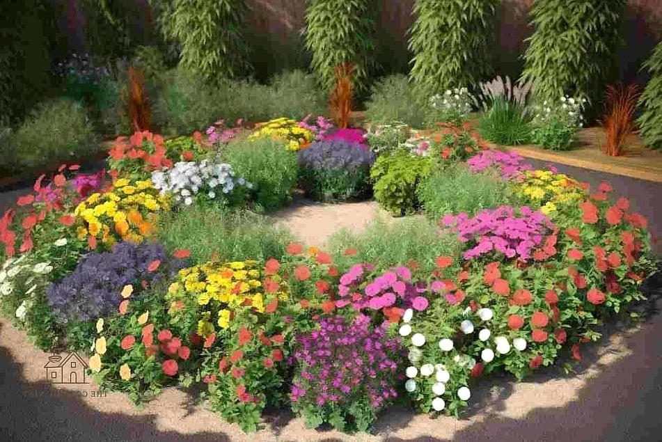 Circular Island Bed in the Lawn