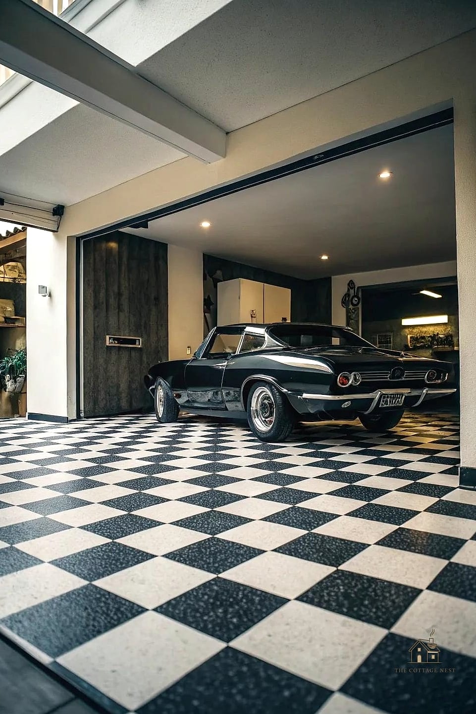 25 Chic Garage Floor Ideas for a Beautiful Home 4 Classic Checkerboard Tile