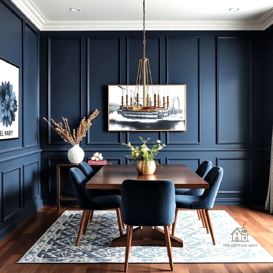 45 Gorgeous Dining Room Paint Color Ideas That Are Totally Doable 4 Classic Navy Blue