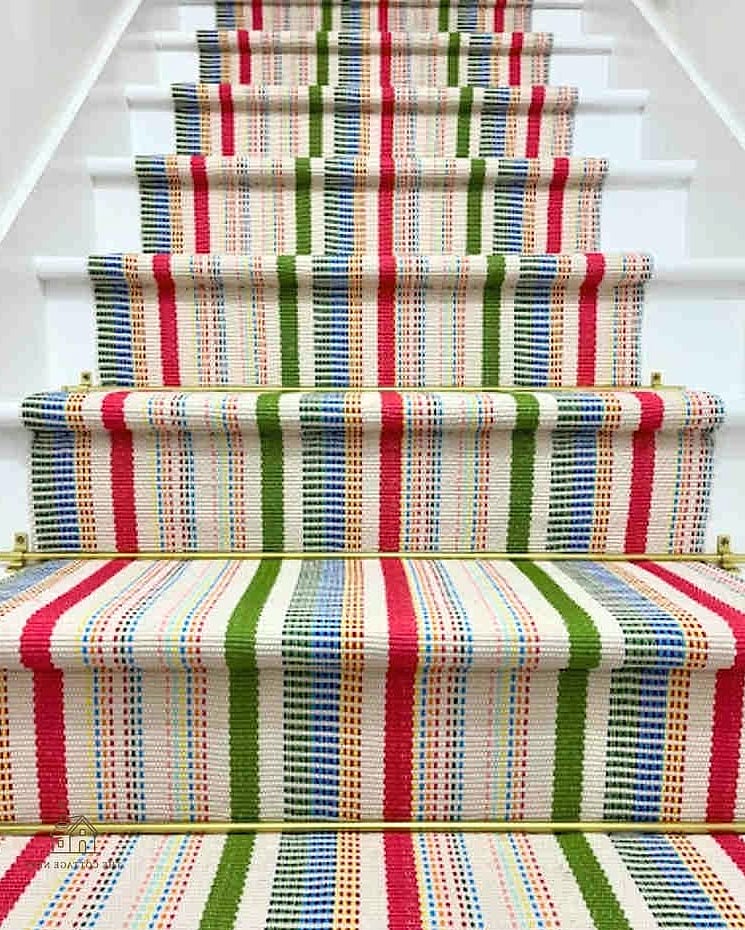 25 Brilliant Stair Runners Ideas to Copy Right Now 2 Classic Striped Runner in Navy and Cream