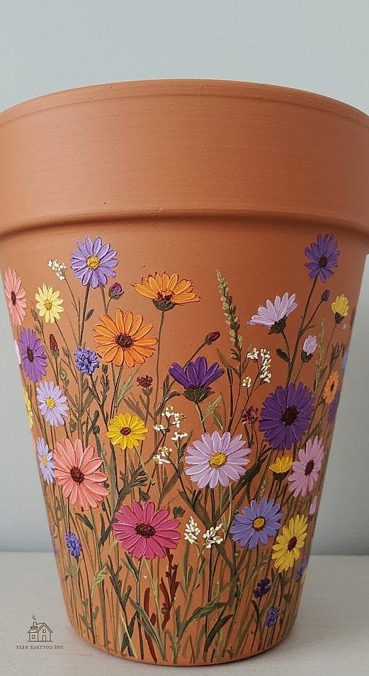 30 Amazing Flower Pots Painting Ideas on a Budget 2 Classic Terracotta with a Simple White Rim