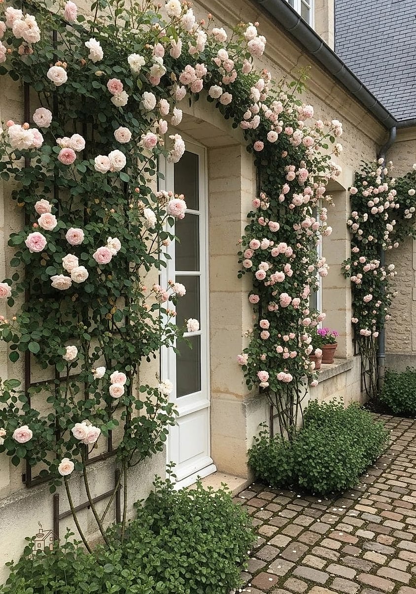 Climbing Roses on a Simple Trellis