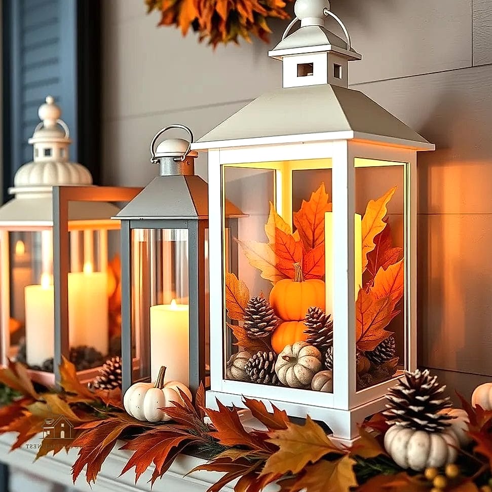 45 Gorgeous Fall Front Porch Decor Ideas That Are Totally Doable 11 A Cluster of Lanterns