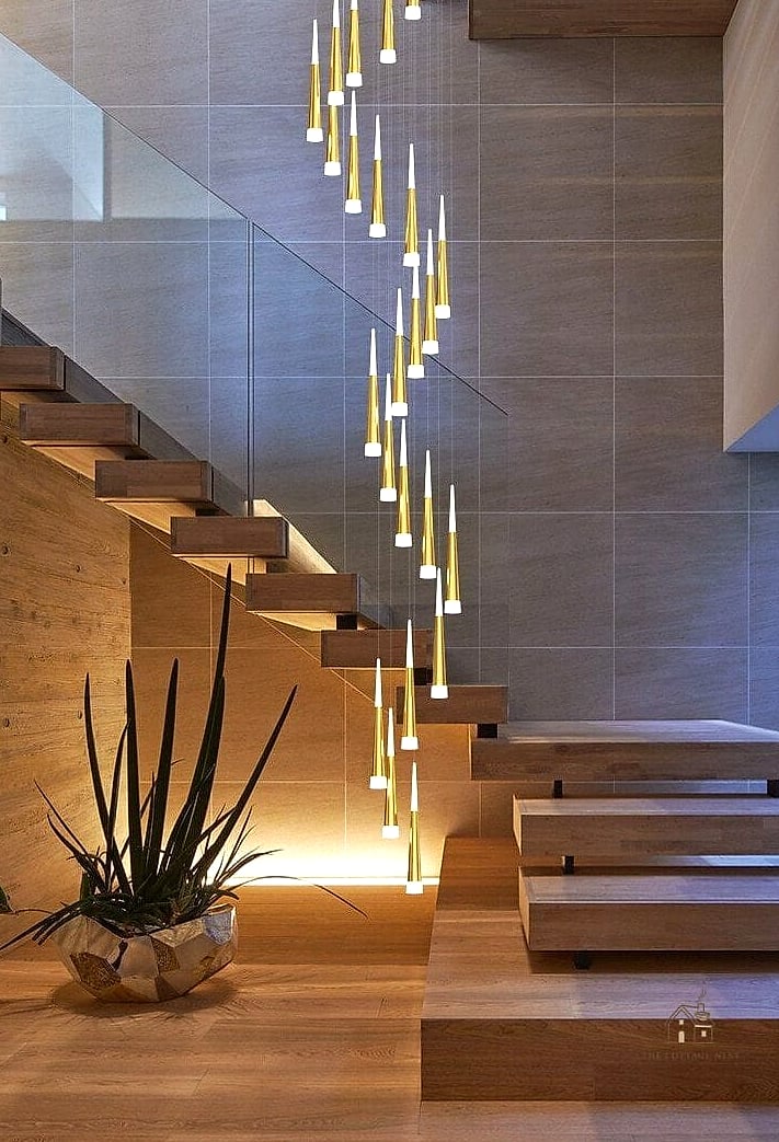 50 Clever Staircase Lighting Ideas for Every Style 6 Cluster of Mini Pendants