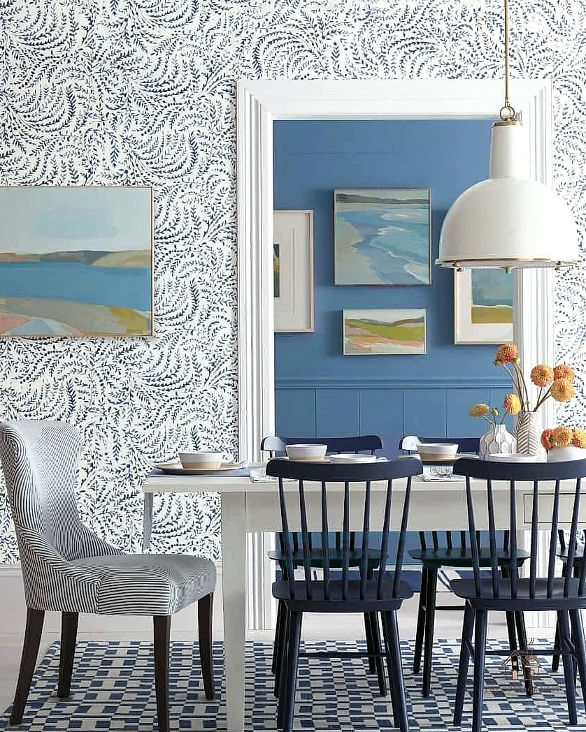 50 Beautiful Dining Room Wallpaper Ideas to Transform Your Space 41 Coastal Blue and White Wallpaper