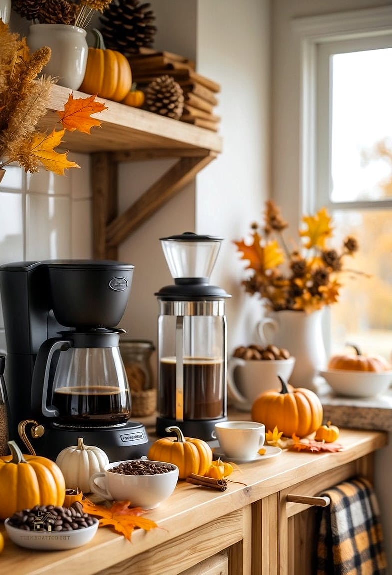 25 Stunning Fall Apartment Decor Ideas You'll Absolutely Love 22 A Coffee Station Refresh with Seasonal Mugs