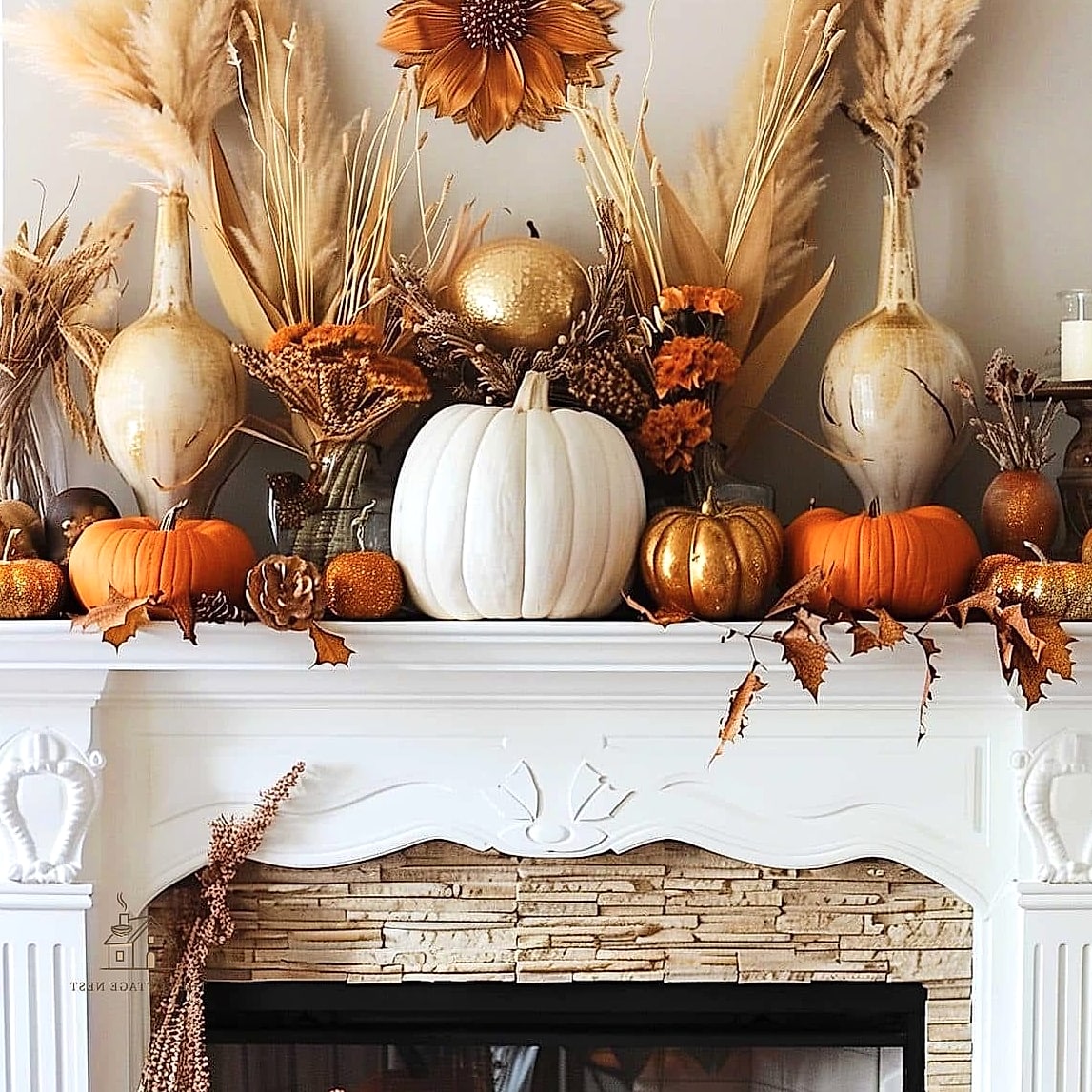 50 Amazing Fall Mantle Decor on a Budget 25 A Collection of Small Gourds