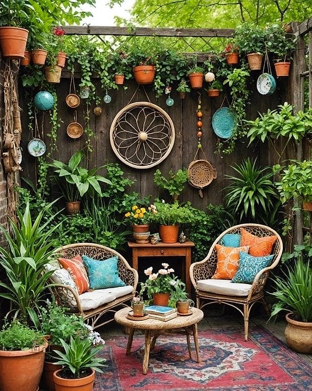 45 Brilliant Boho Garden Ideas to Copy Right Now 45 A Collection of Vintage Rugs for Outdoor Yoga or Stretching