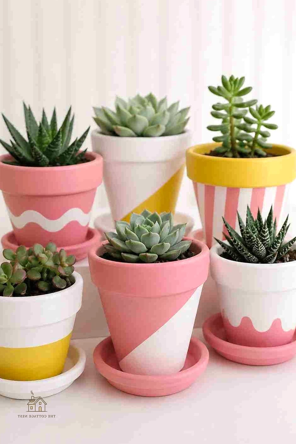 30 Amazing Flower Pots Painting Ideas on a Budget 17 Colorblock Pots with Painter's Tape