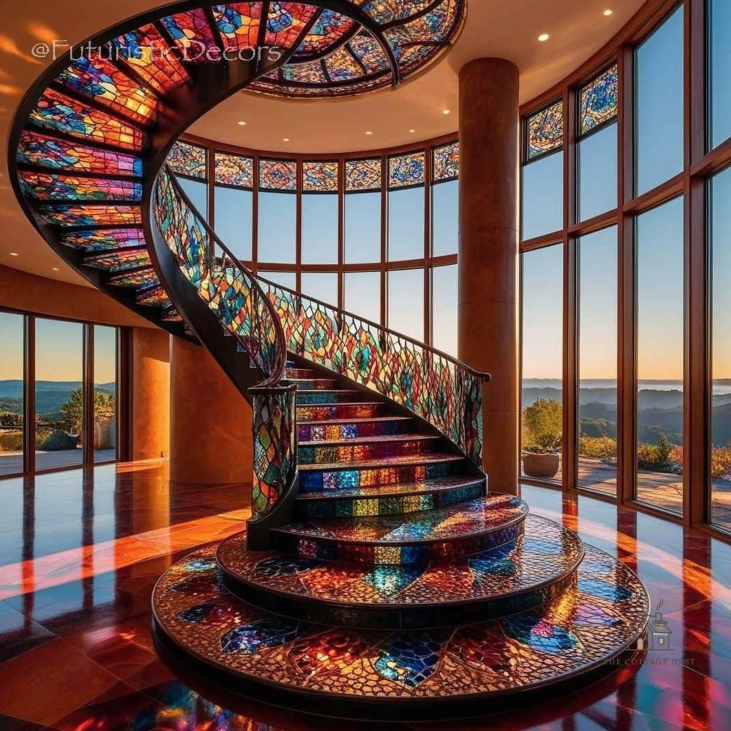 50 Clever Staircase Lighting Ideas for Every Style 45 Colored Glass Pendant Shades