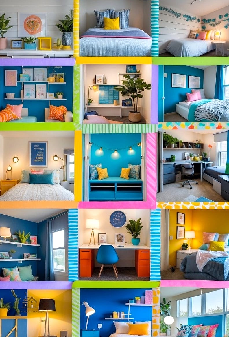 50 Beautiful College Dorm Desk Ideas to Transform Your Space 44 Colorful Washi Tape Accents