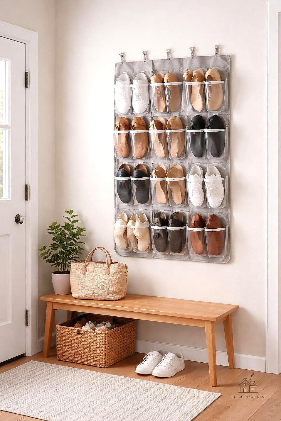 40 Amazing Small Entryway Shoe Storage Ideas on a Budget 16 Command Hook Shoe Hangers