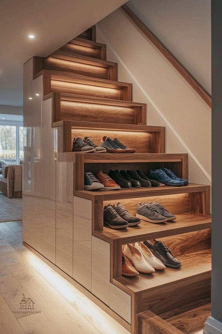 25 Gorgeous Under Stairs Ideas That Are Totally Doable 17 Concealed Storage with a Barn Door