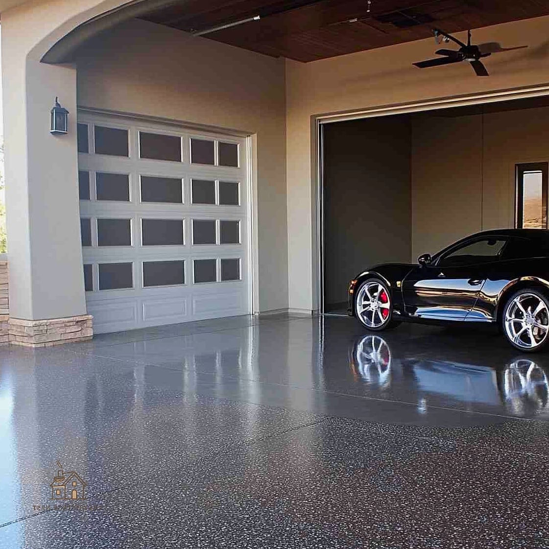 35 Chic Garage Floor Ideas for a Beautiful Home 22 Concrete Overlay with Stamped Texture