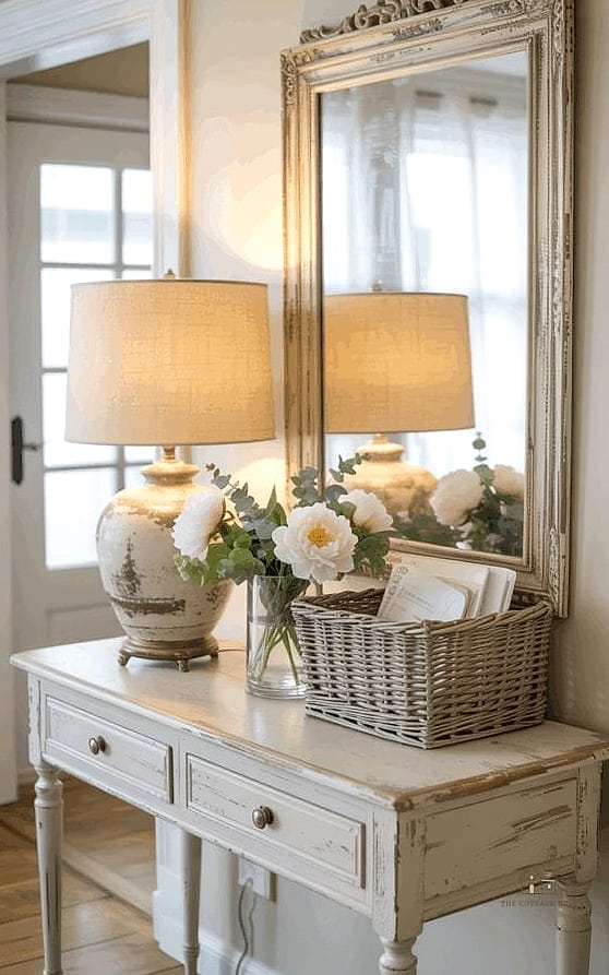 25 Chic Entryway Table Decor Ideas for a Beautiful Home 14 A Console Table with Built-In Storage