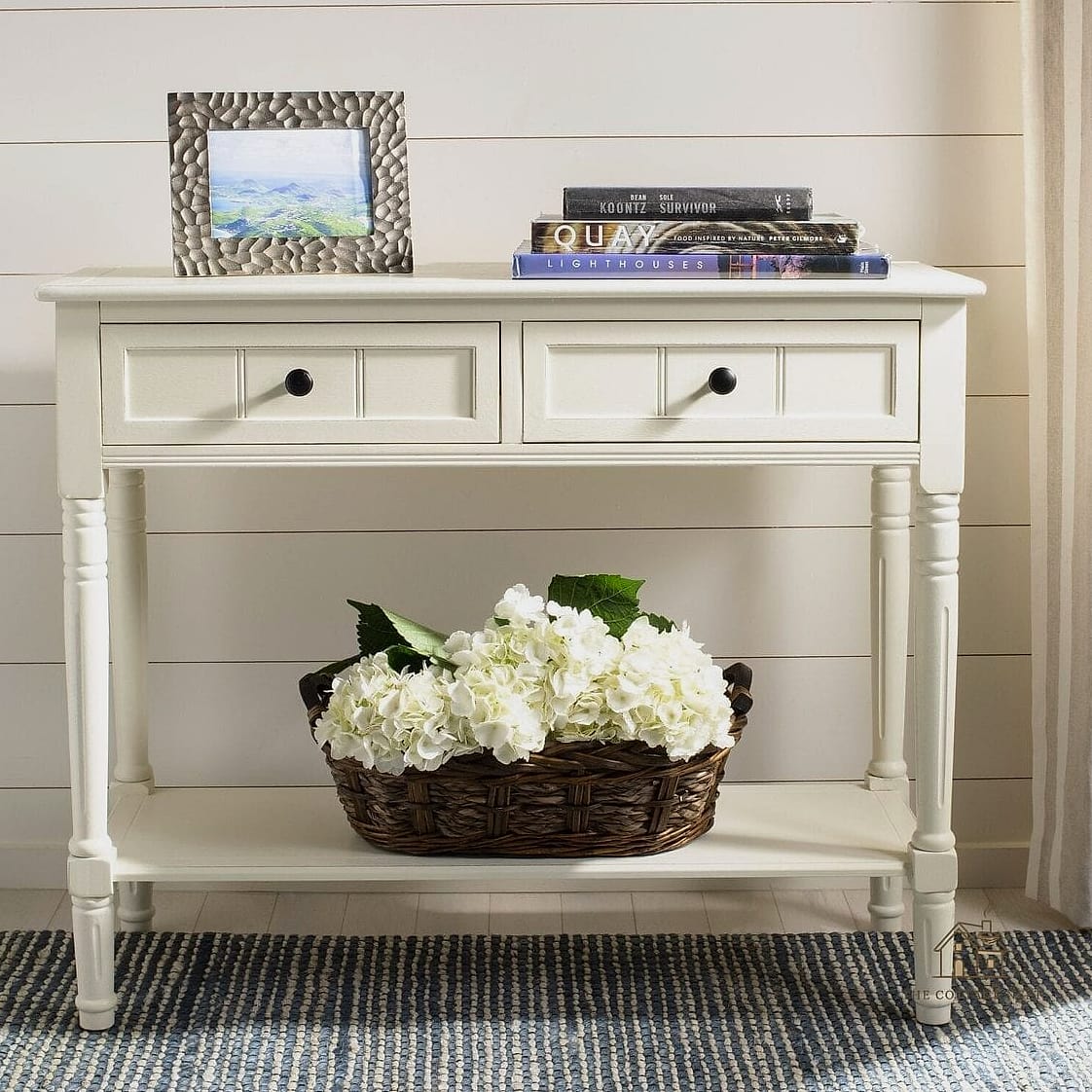 45 Stunning Small Entryway Ideas You'll Absolutely Love 23 A Console Table With Woven Baskets Underneath
