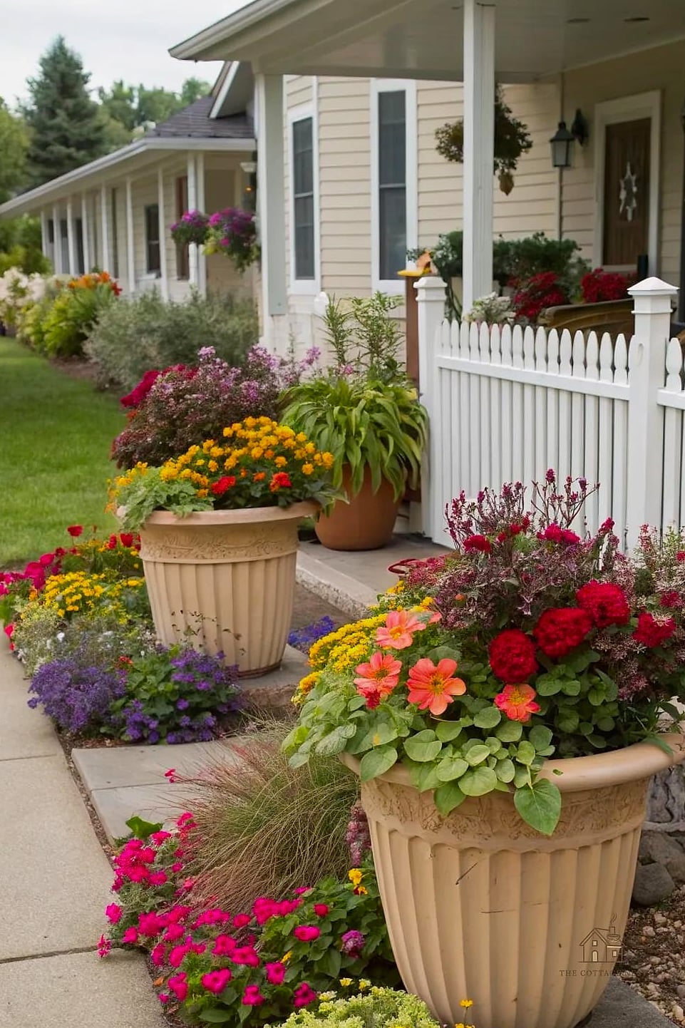 45 Gorgeous Front Yard Garden Ideas That Are Totally Doable 18 Container Gardens Flanking the Door