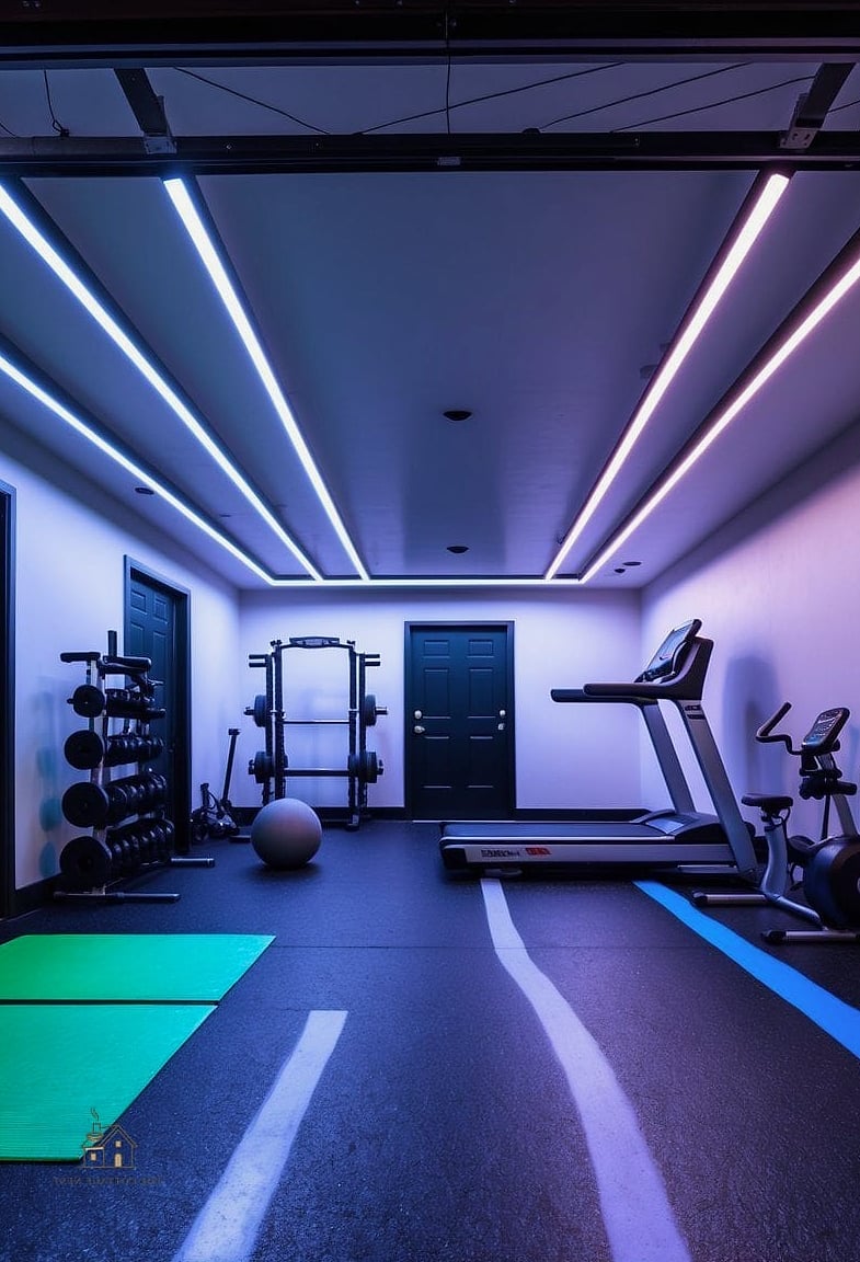 50 Beautiful Garage Gym Ideas to Transform Your Space 43 Cool-Toned LED Lighting