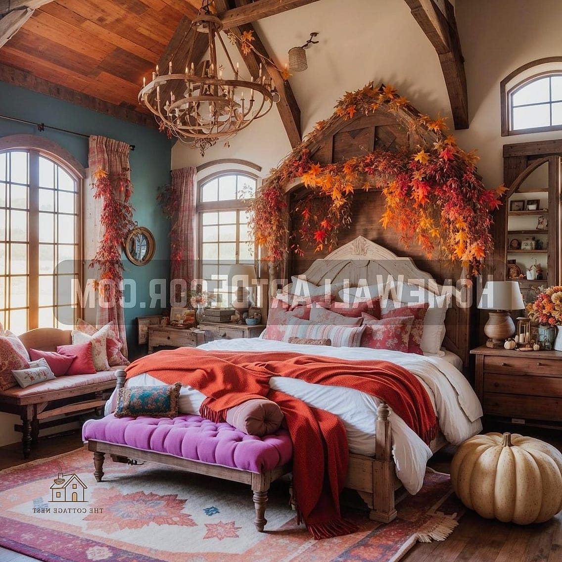 30 Dreamy Farmhouse Fall Decor Ideas to Try This Season 24 Copper Accents Mixed with Wood Tones