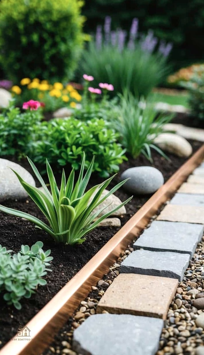50 Beautiful Garden Border Ideas to Transform Your Space 24 Copper Edging Strip