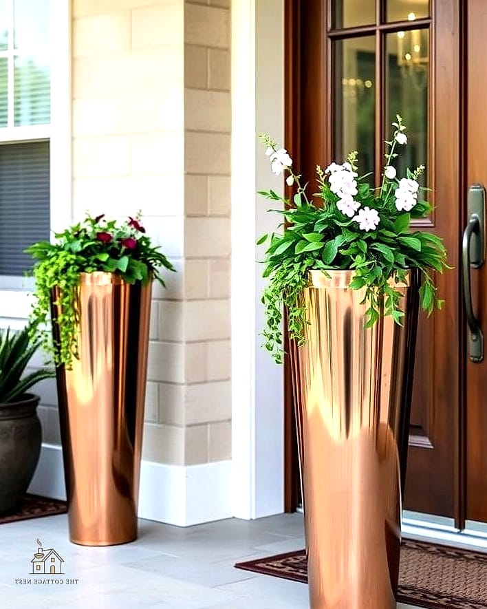 Copper-Toned Metal Planters