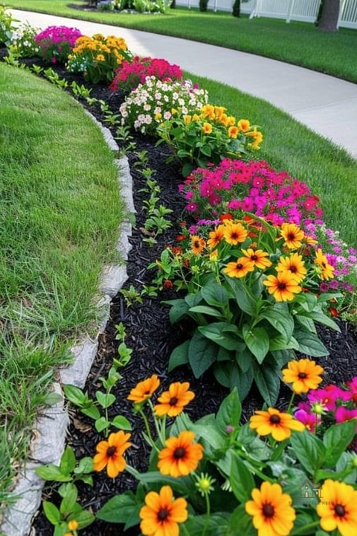 45 Stunning Corner Flower Bed Ideas You'll Absolutely Love 35 Corner Bed with Color-Blocked Sections