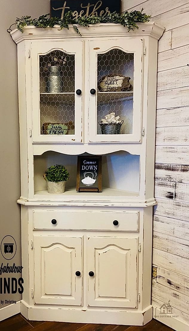 35 Gorgeous Farmhouse Dining Room Decor Ideas That Are Totally Doable 25 Corner Hutch for Extra Storage