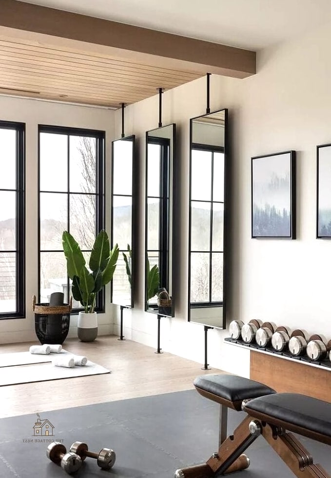 35 Stunning Home Gym Ideas Small Garage You'll Absolutely Love 27 Corner TV Mount for Workout Streaming