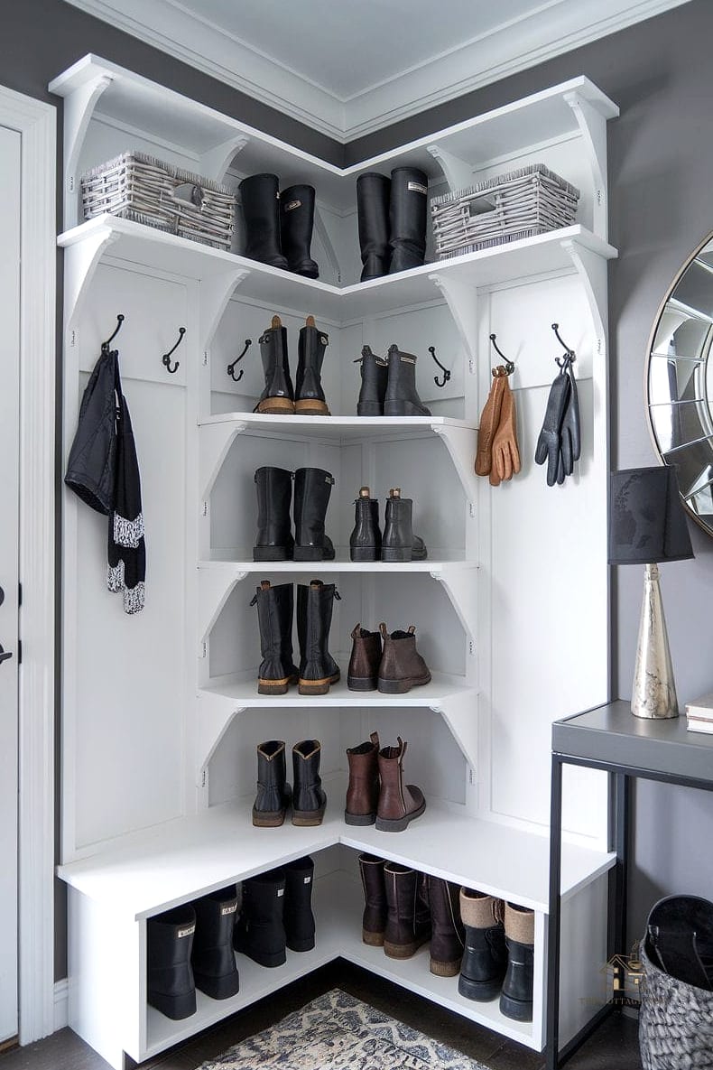 40 Amazing Small Entryway Shoe Storage Ideas on a Budget 36 Corner Shoe Shelf Unit