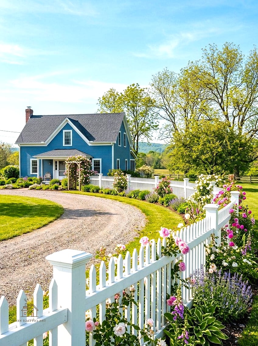 15 Creative Trendy Driveway Gate Ideas That Will Inspire You 14 Cottage-Style Picket Driveway Gate