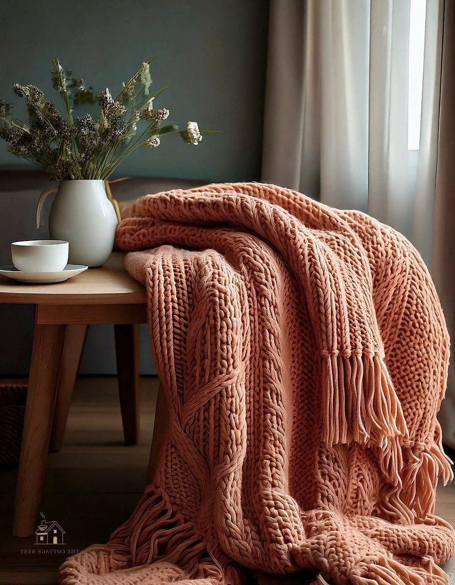 A Cozy Knit Throw Draped Nearby