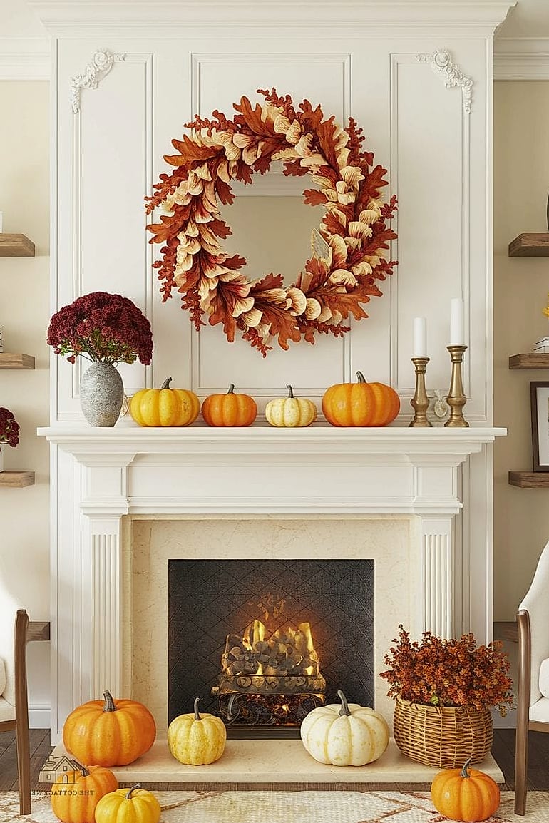 50 Amazing Fall Mantle Decor on a Budget 37 Cozy Knit Pumpkins for a Handmade Look