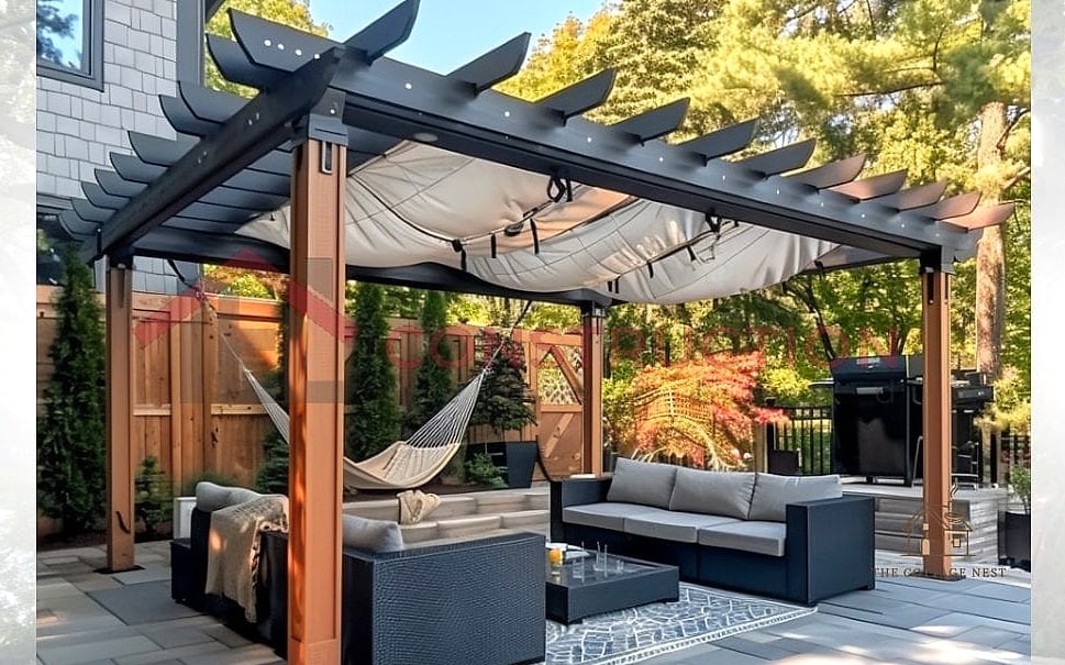 40 Cozy Modern Garden Ideas Worth Pinning 36 A Cozy Pergola with Retractable Shade