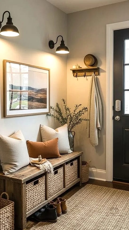 20 Cozy Apartment Entryway Ideas Worth Pinning 19 A Cozy Rug Layered With a Doormat