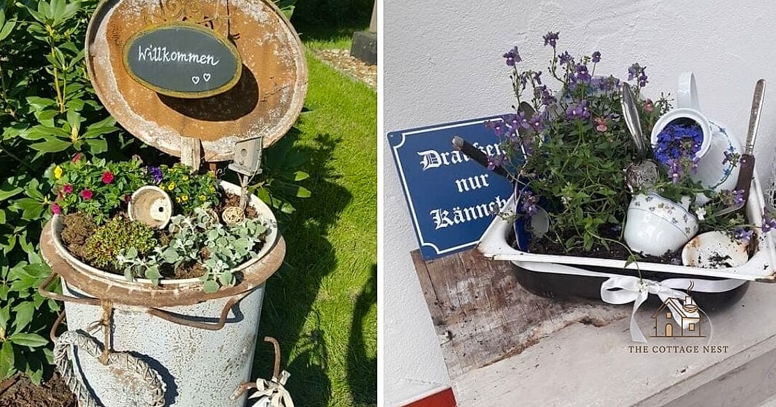 50 Clever Junk Garden Ideas Repurposed for Every Style 49 Cracked Vase Garden Stake