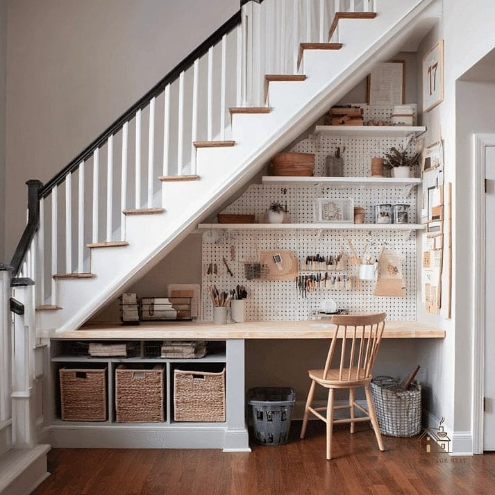 25 Chic Under Stairs Nook Ideas for a Beautiful Home 19 Craft and Hobby Nook