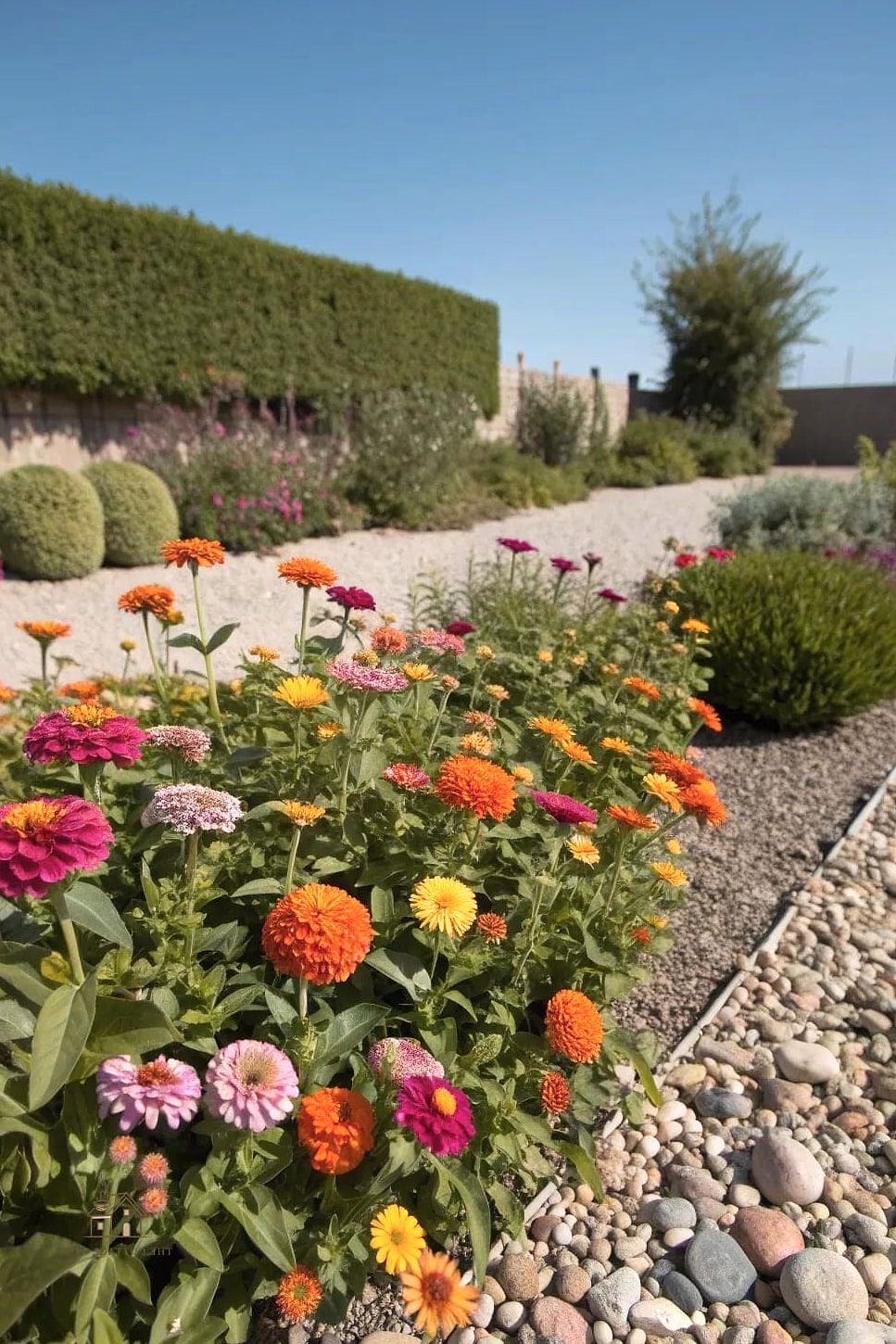 40 Amazing Zinnias Garden Ideas on a Budget 33 Create a Drought-Tolerant Gravel Bed With Zinnias