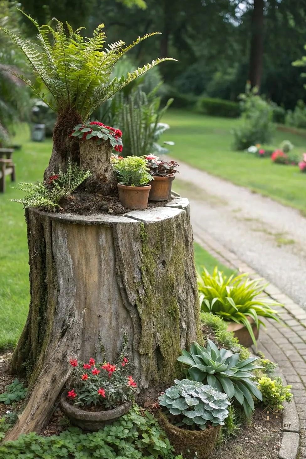 45 Creative Tree Stump Ideas Outdoor That Will Inspire You 45 Create a Rustic Plant Nursery Zone