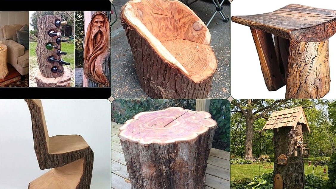 45 Creative Tree Stump Ideas Outdoor That Will Inspire You 22 Create a Wood-Burned Design on Top