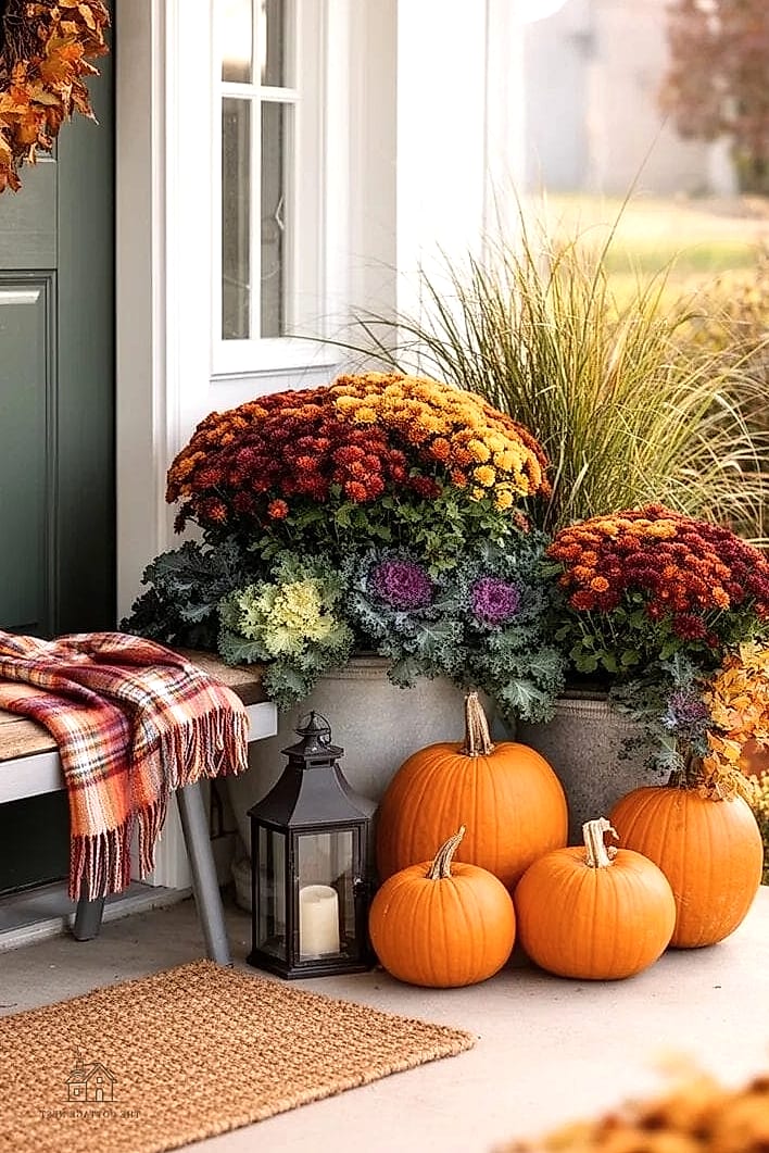 15 Creative Beautiful Fall Front Porch Decor Ideas That Will Inspire You 15 A Curated Vignette on a Console Table or Bench
