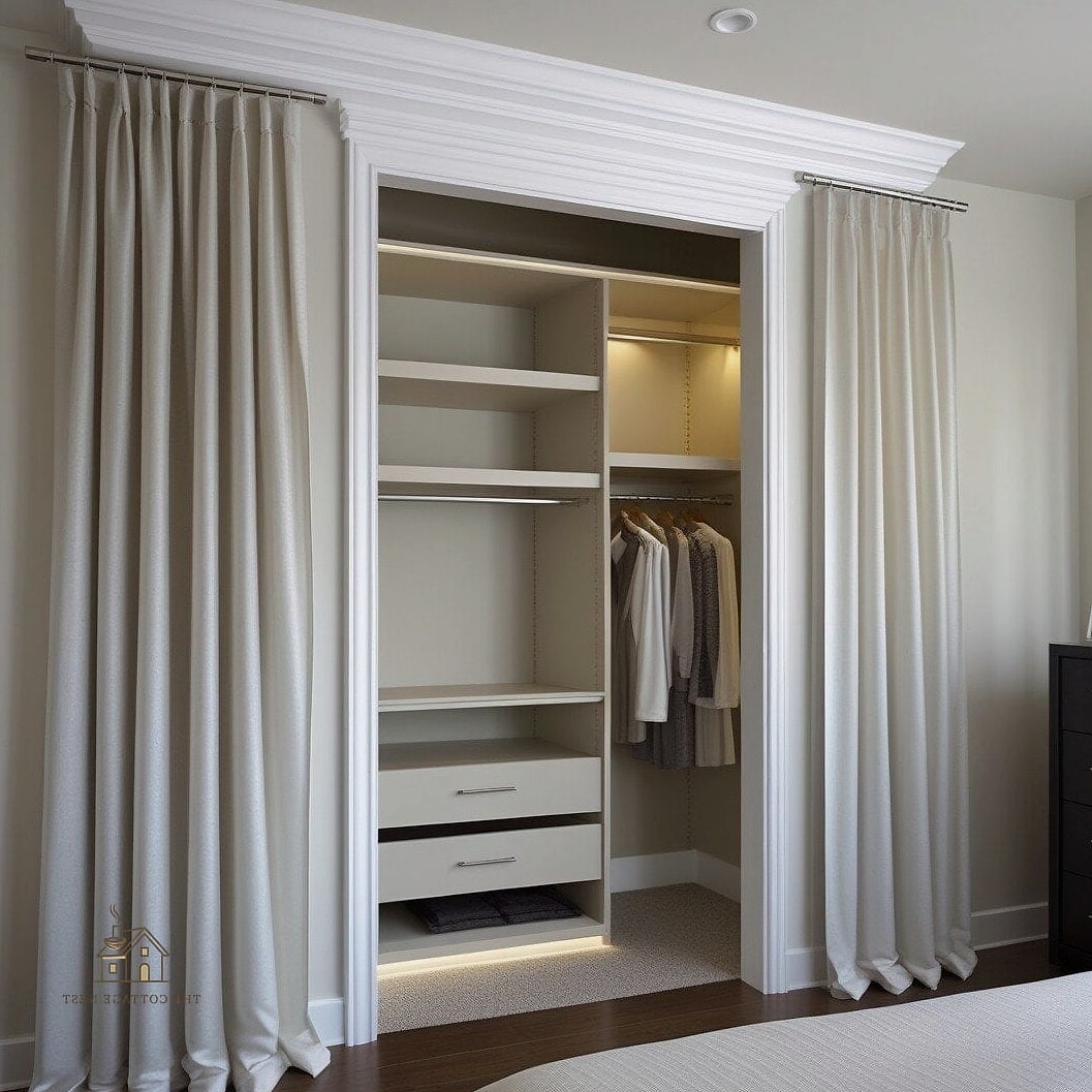 50 Dreamy No Closet Solutions Bedroom Small Spaces to Try This Season 6 Curtain-Covered Clothing Nook
