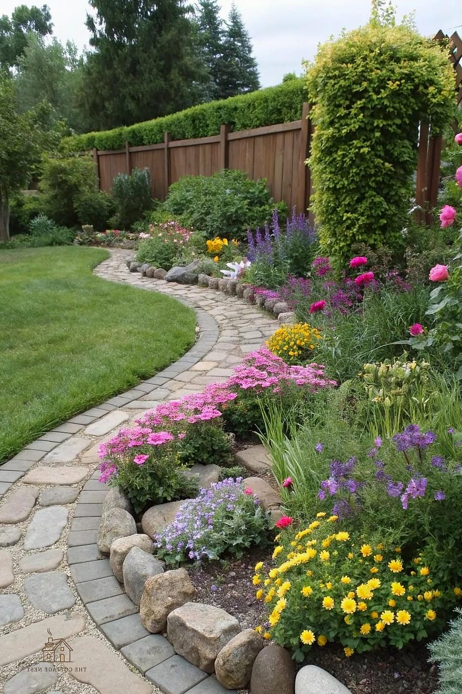 Curved Border Along the Walkway