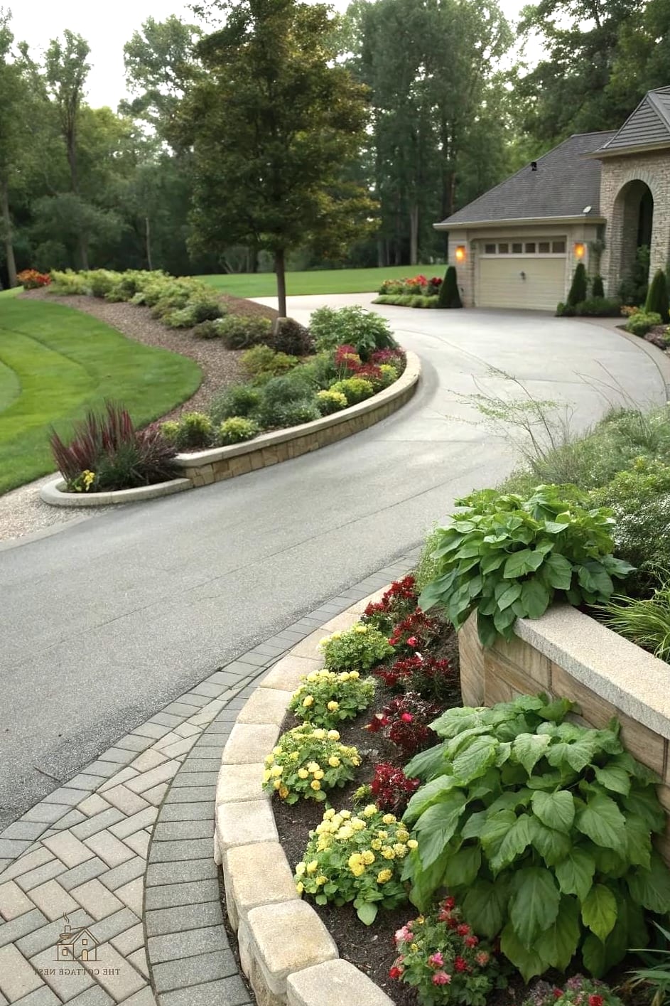 20 Cozy Driveway Landscaping Ideas Worth Pinning 9 A Curved Driveway with Planted Islands