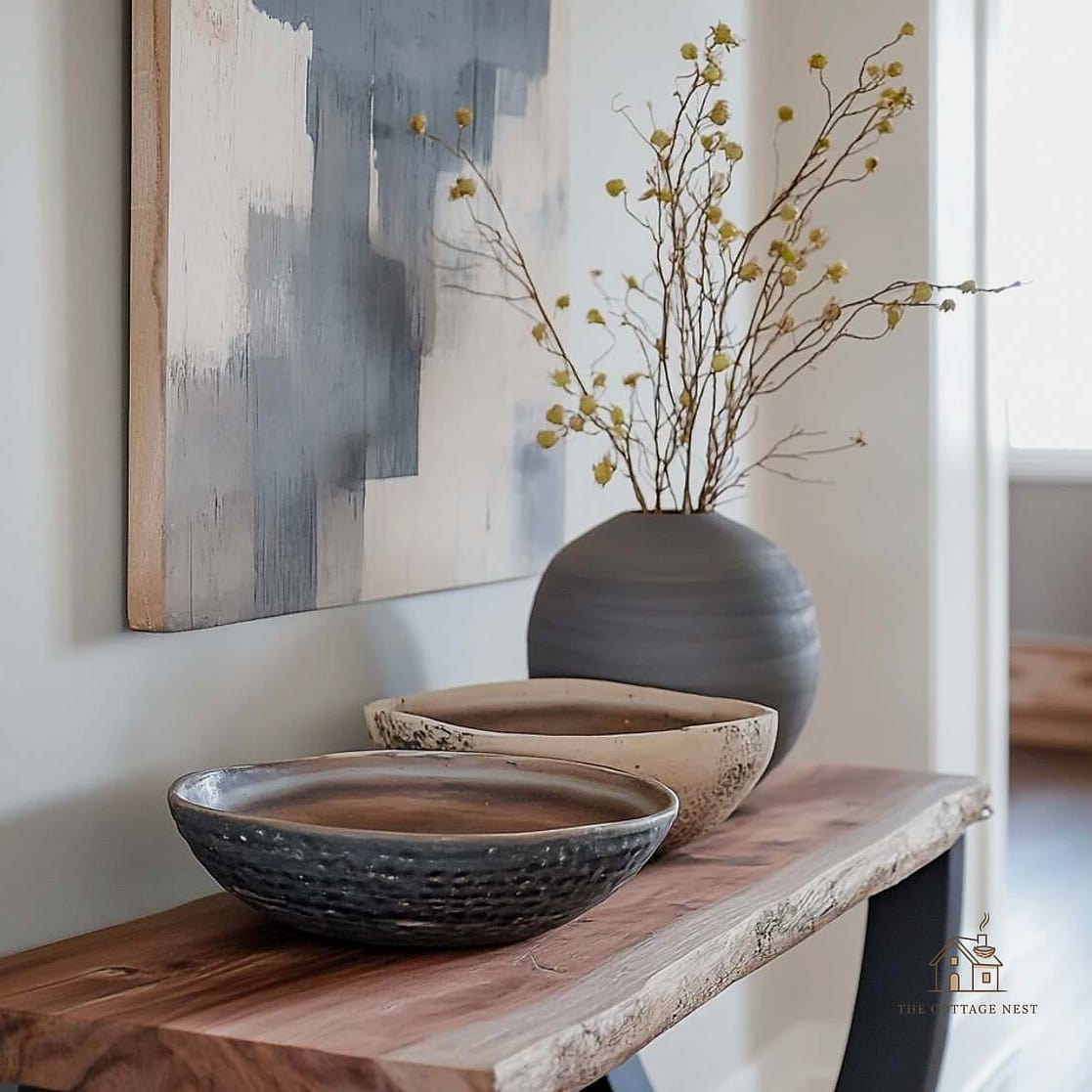 25 Chic Entryway Table Decor Ideas for a Beautiful Home 11 A Decorative Bowl of Seasonal Decor
