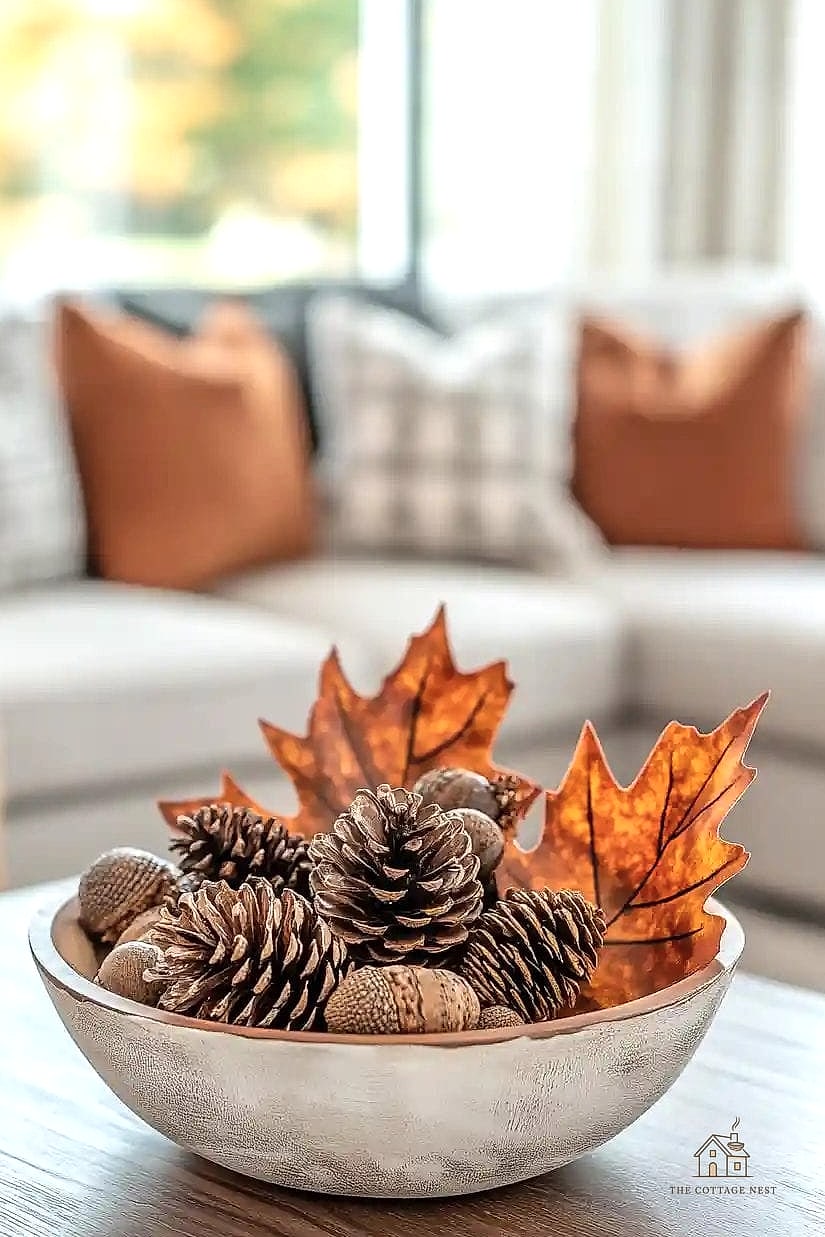 A Decorative Bowl of Dried Hydrangeas