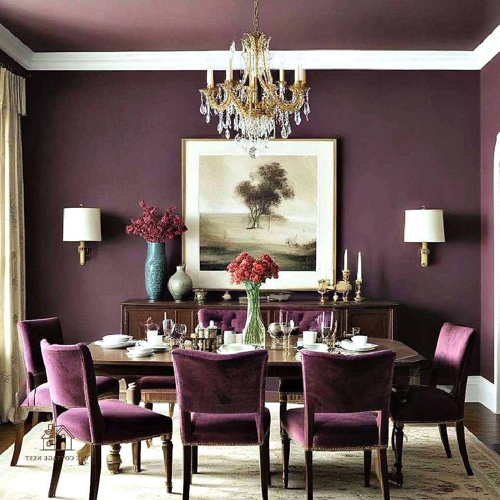 45 Gorgeous Dining Room Paint Color Ideas That Are Totally Doable 23 Deep Plum