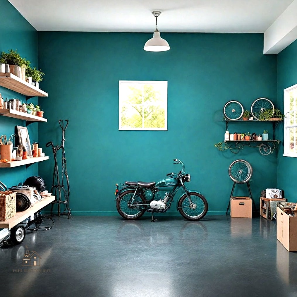 50 Amazing Garage Paint Colors Walls Ideas on a Budget 34 Deep Teal Statement Wall